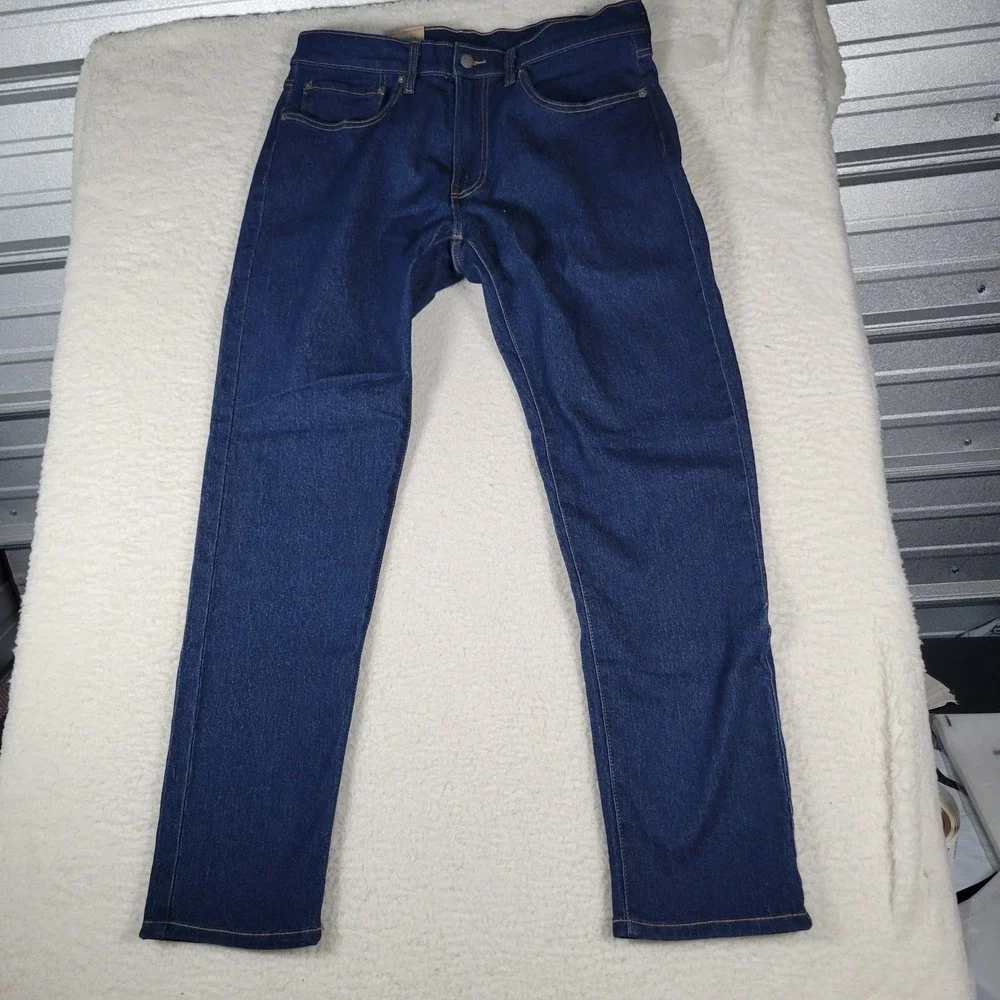 Levi's 502 Taper Jeans Mens 34x30 (Actual 36x30) Dark Indigo Blue Stretch Denim